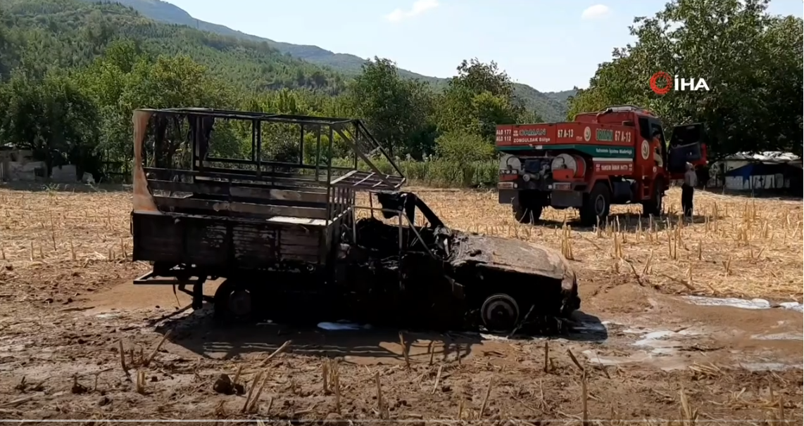 SAFRANBOLU'DA KAMYONET ALEVLERE TESLİM OLDU