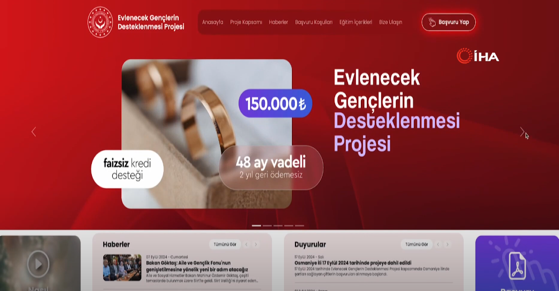 GENÇLER İÇİN EVLİLİK KREDİSİ BAŞVURULARINI KOLAYLAŞTIRAN ÖZEL WEB SİTESİ