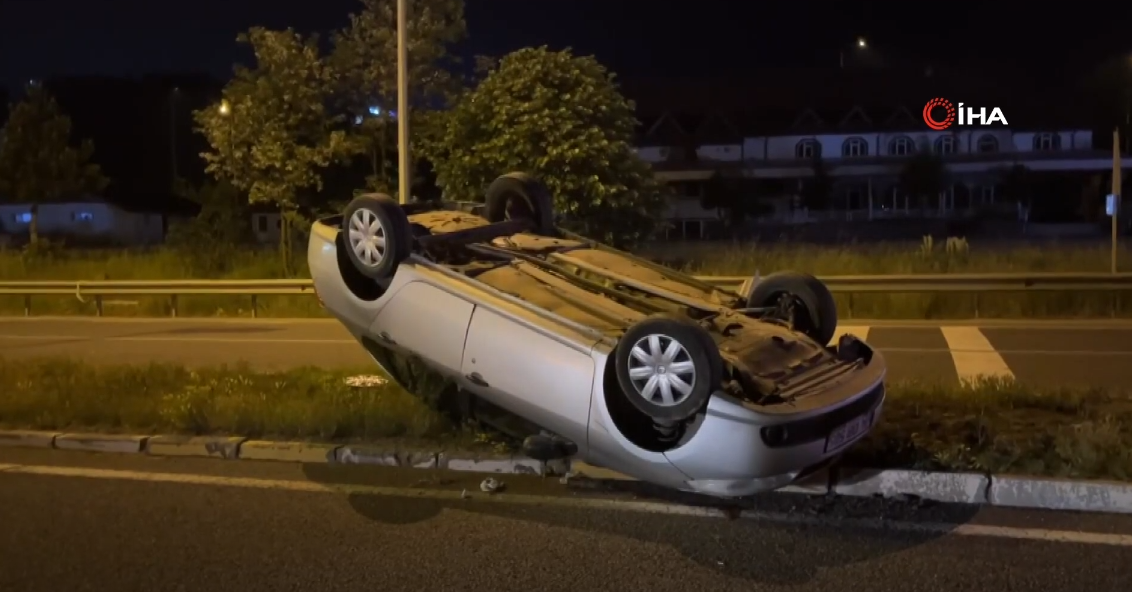 TAKLA ATAN OTOMOBİLDEN BURNU BİLE KANAMADAN ÇIKTI